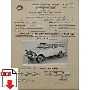1973 AMC Wagoneer 14 Quadra-Trac FIA homologation form PDF download